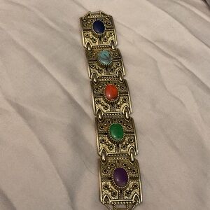 Sarah Coventry Gold Bracelet with Multicolor Stones
